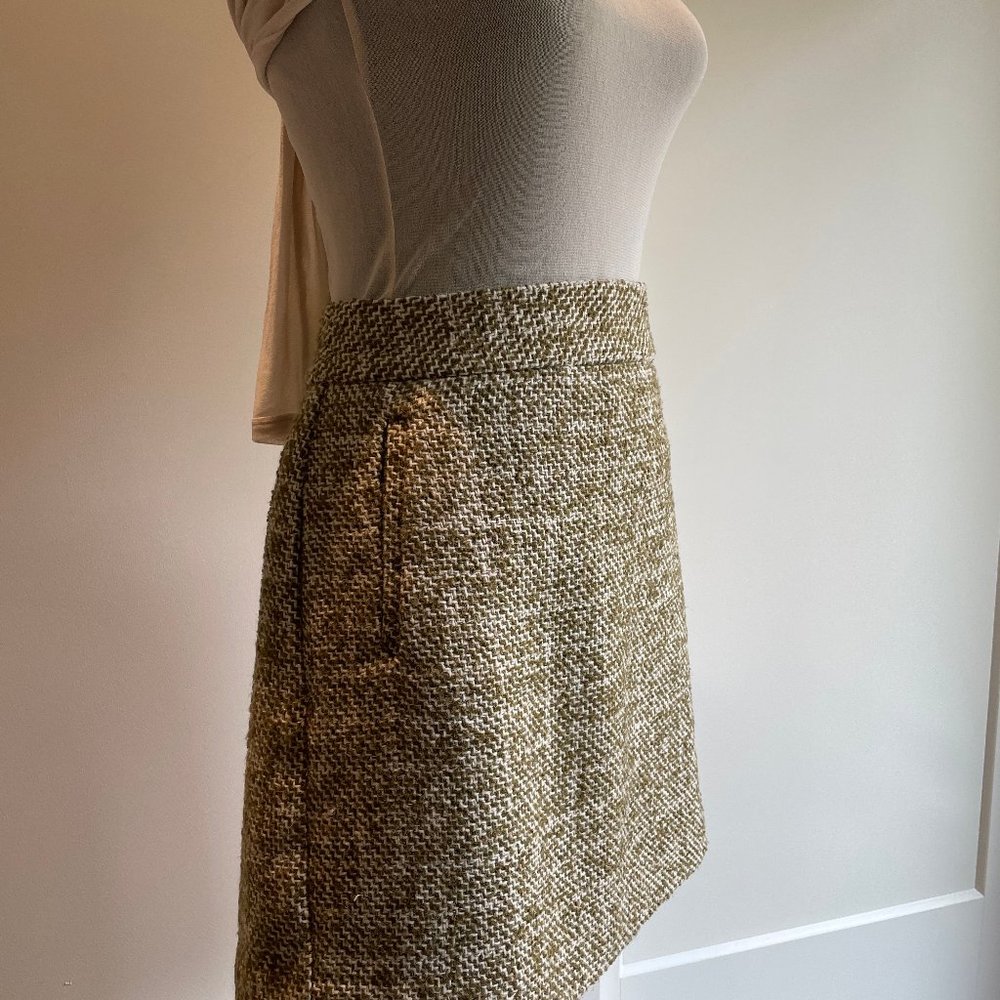 Tweed Short Skirt Green Cream